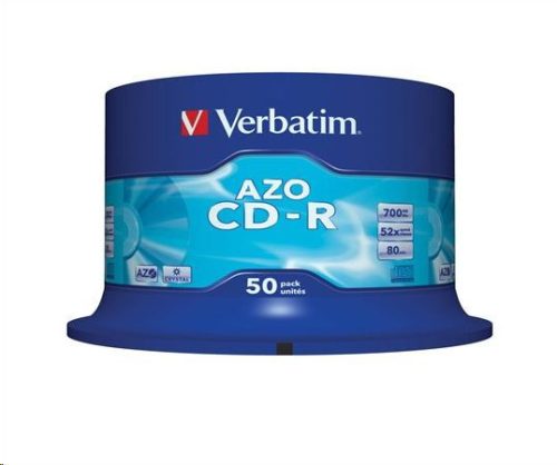  Verbatim 80'/700MB 52x CD lemez Crystal (AZO) hengeres 50db/cs  (43343) 