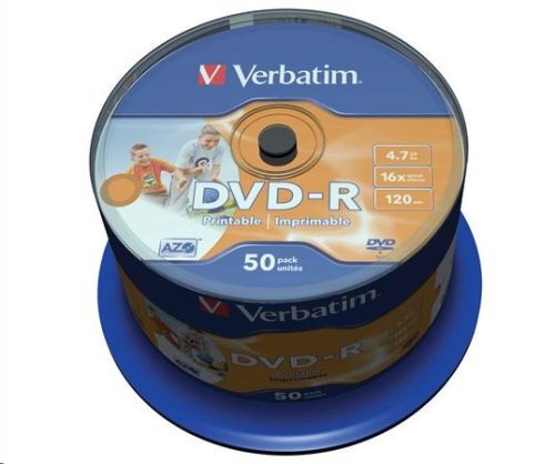  Verbatim DVD-R 4.7GB 16x DVD lemez nyomtatható 50db/henger  (43744/43533) 