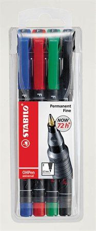  STABILO "OHPen F" alkoholos marker készlet 0,7 mm 4 különböző szín  (842/4) 