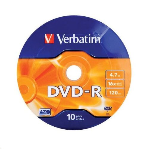  Verbatim DVD-R 4.7GB 16x DVD lemez zsugorhengeres 10db/henger  (43729) 