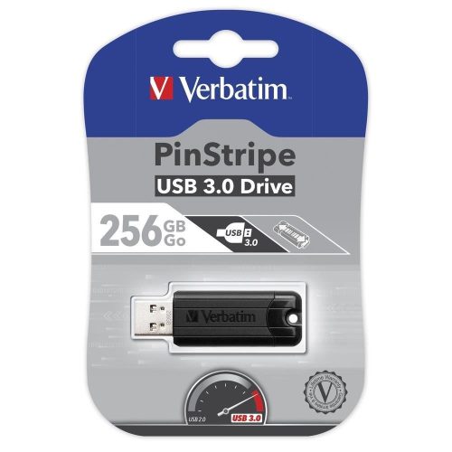  Pen Drive 256GB Verbatim PinStripe USB 3.0 fekete (49320) 