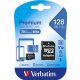 128GB microSDXC Verbatim UHS-I Premium memóriakártya + adapter (44085) 