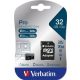  32GB microSDHC Verbatim UHS-I Pro memóriakártya + adapter (47041) 