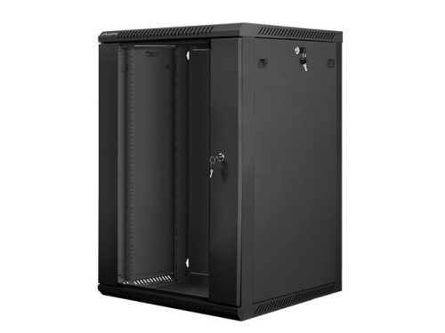  Lanberg 18U 19" fali rack szekrény 600x600mm fekete (WF01-6618-10B) 