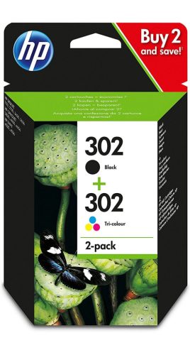  HP 302 tintapatron fekete/háromszínű 2 darabos  (X4D37AE) 