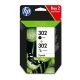  HP 302 tintapatron fekete/háromszínű 2 darabos  (X4D37AE) 
