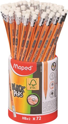  Maped "Black'Peps" grafitceruza radírral, ceruzatartó, HB, háromszögletű (IMA851759) 