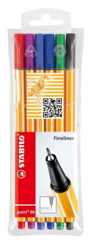  STABILO "Point 88" tűfilc készlet 0,4mm 6 különböző szín  (TST886 / 88/6) 