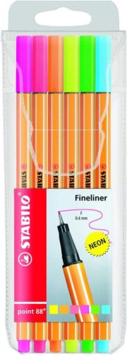  STABILO "Point 88" tűfilc készlet 0,4mm 6 neon szín  (TST8861 / 88/6-1) 