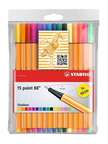  STABILO "Point 88" tűfilc készlet 0,4mm 15 különböző szín  (TST88151 / 8815-1) 