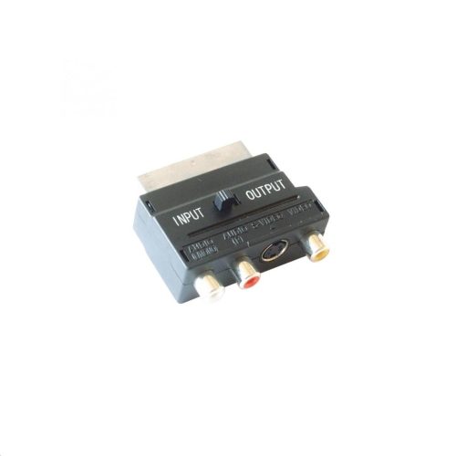  Somogyi Scart csatlakozó - 3xRCA aljzat + SVHS aljzat átalakító, kapcsolható, bliszteres (V 50SX) 