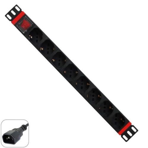  WP Rack szekrénybe szerelhető elosztó 1U 19" 8 Schuko 250V/3500W fekete  (WPN-PDU-C01-08) 