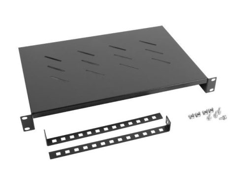  Lanberg 19" 1U 600mm rack polc fekete 25kg teherbírás(AK-1004-B) 