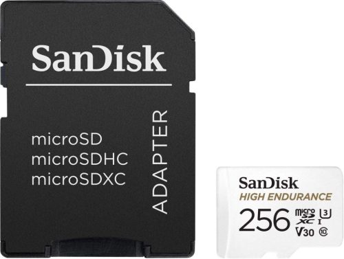  256GB Micro SDXC memória kártya Sandisk High Endurance CL10 U3 V30 + adapter  (SDSQQNR-256G-GN6IA / 183568) 