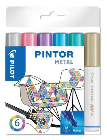  Pilot "Pintor M" dekormarker készlet 6 különböző metál szín  (PIN-MET-S6-M / PDMPTMM6) 