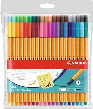  STABILO "Point 88" Tűfilc készlet, 0,4 mm, 40 különböző szín (TST88401K, 8840-1) 