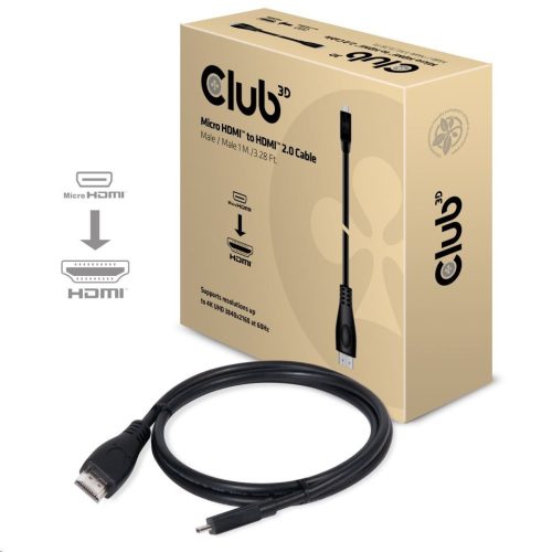  CLUB3D Micro HDMI - HDMI 2.0 kábel, 1m (CAC-1351) 