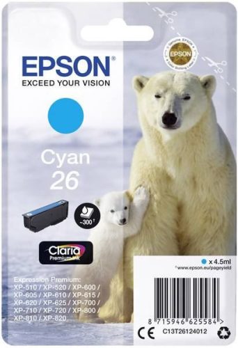  Epson 26 Claria Premium tintapatron cián (C13T26124012) 