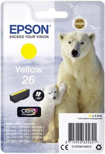  Epson 26 Claria Premium tintapatron sárga (C13T26144012) 