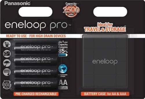  Panasonic Eneloop Pro 1.2V AA 2500mAh akku 4db + elemtartó (BK-3HCDEC4BE) 