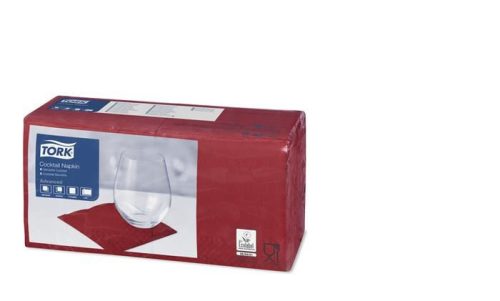 Tork Advanced szalvéta, 1/4 hajtogatott 2 rétegű 24x24cm bordó  (477824) 