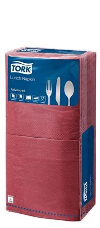  Tork Advanced szalvéta 1/4 hajtogatott, 2 rétegű 33x33cm bordó  (477213) 