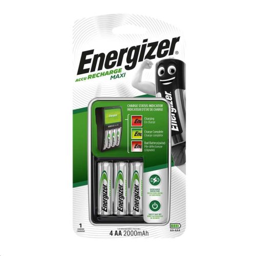  Energizer AccuRecharge Maxi NiMH akkumulátor töltő + 4 db 2000mAh AA HR6 akkumulátor (638582) 