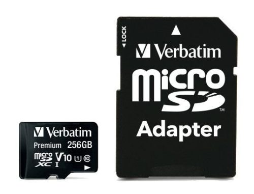  256GB microSDXC Verbatim U1 Premium memóriakártya + adapter (44087) 