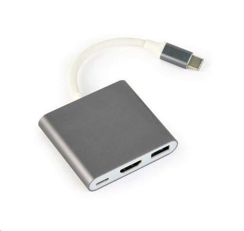  Gembird Cablexpert USB-C -> HDMI + USB-C + USB-A szürke (A-CM-HDMIF-02-SG) 