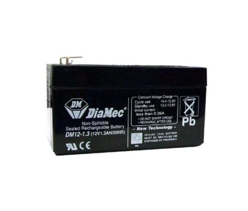  Diamec zselés ólomsavas gondozásmentes akkumulátor 12V 1300mAh 97x43x56mm (DM12-1.3) 