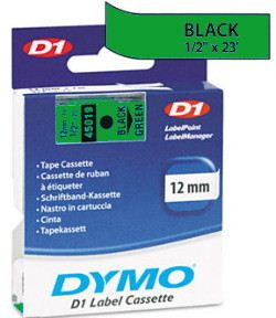  DYMO "D1" Feliratozógép szalag 12 mm x 7 m fekete-zöld (GD45019) 