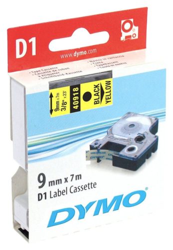  DYMO "D1" Feliratozógép szalag 9 mm x 7 m fekete-sárga (GD40918) 