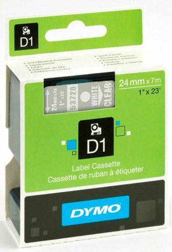  DYMO "D1" Feliratozógép szalag 24 mm x 7 m fehér-víztiszta (53720) 