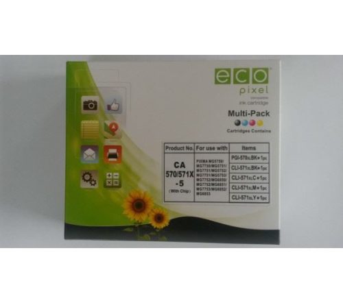  Ecopixel utángyártott CANON CLI-571XL tintapatron Multipack BKCMY 5db-os (0386C005FUEC2) 