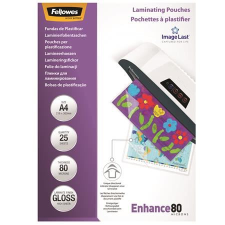  Fellowes A4 ImageLast fényes laminálófólia, 80 mikron, 25db (5396205) 