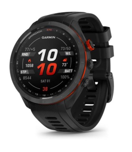  Garmin Approach S70 okosóra (47mm) fekete kerámia fekete szilikon szíjjal (010-02746-12) 