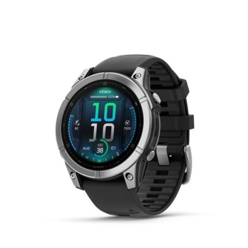  Garmin Fenix E 47mm acél, fekete szilikon szíjjal (ED) (010-03025-00) 