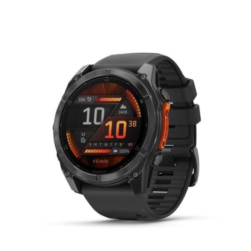  Garmin Fenix 8 51mm AMOLED, sötétszürke, fekete szilikon szíjjal (ED) (010-02905-00) 