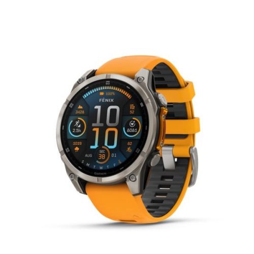  Garmin Fenix 8 47mm AMOLED Sapphire, Titanium, narancs/grafit szilikon szíjjal (ED XD) (010-02904-11) 