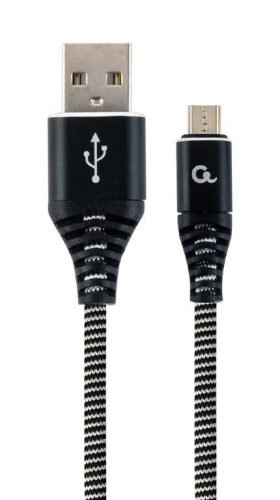  Gembird USB micro-B - USB Type-A szövet borítású adat- és töltőkábel 2m fekete (CC-USB2B-AMmBM-2M-BW) 