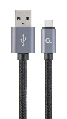  Gembird USB-A - Type-C harisnyázott kábel 1.8m fekete-szürke (CCB-mUSB2B-AMCM-6) 