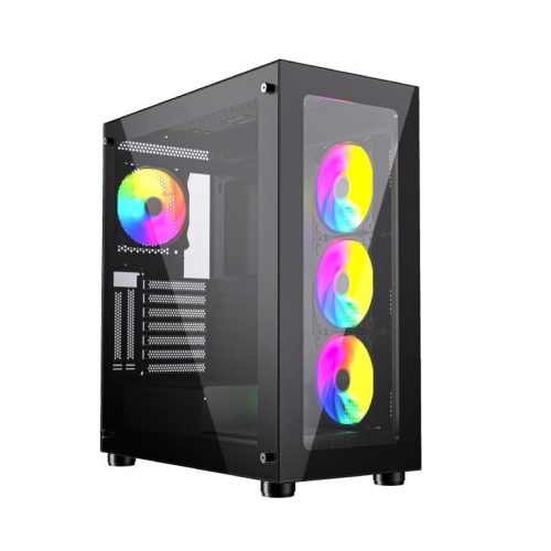  Gembird Fornax X450MAX táp nélküli ablakos microATX ház fekete (CCC-FC-X450MAX) 