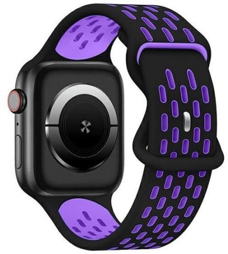  Gigapack Apple Watch Series 9 41mm kicsi szilikon pótszíj fekete-lila (GP-149556) 