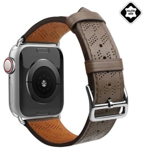  Gigapack Apple Watch Series 9 41mm kicsi valódi bőr pótszíj szürkésbarna (GP-149379) 