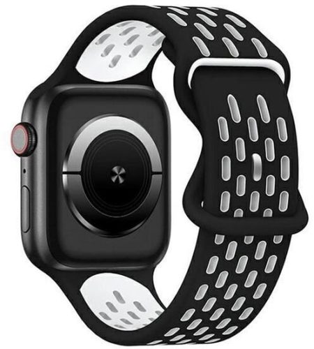  Gigapack Apple Watch Ultra 2 49mm nagy szilikon pótszíj fekete-fehér (GP-149557) 