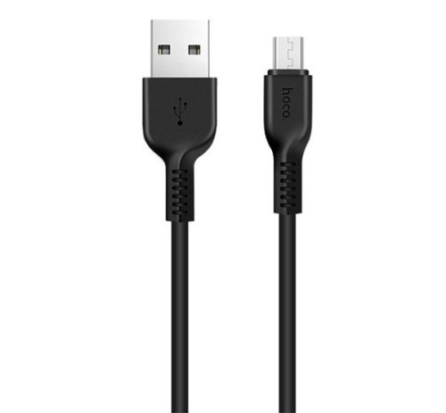  HOCO X20 adatkábel és töltő (USB - microUSB, törésgátló, gyorstöltés támogatás, 100cm) FEKETE (X20_MICRO_1M_B) 