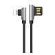  HOCO U42 adatátvitel kábel (USB - lightning 8pin, gyorstöltés támogatás, 120cm, 90 fokos, cipőfűző minta) FEKETE (U42_LIGHT_B) 