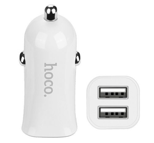  HOCO Z12 autós töltő 2 USB aljzat (5V / 2400mA, gyorstöltés támogatás) FEHÉR (Z12_W) 