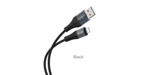  HOCO X38 adatkábel és töltő (USB - lightning 8pin, 2.4A, 1m, törésgátló) FEKETE (X38 / 137783) 