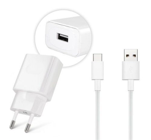  HUAWEI hálózati töltő USB aljzat (5V / 2000mA, 10W, gyorstöltés támogatás + LX1121 Type-C kábel) FEHÉR (AP81 / HW-050200E02_LX1121) 